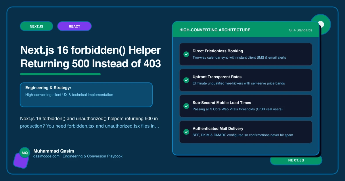 Next.js 16 forbidden() Helper Returning 500 Instead of 403
