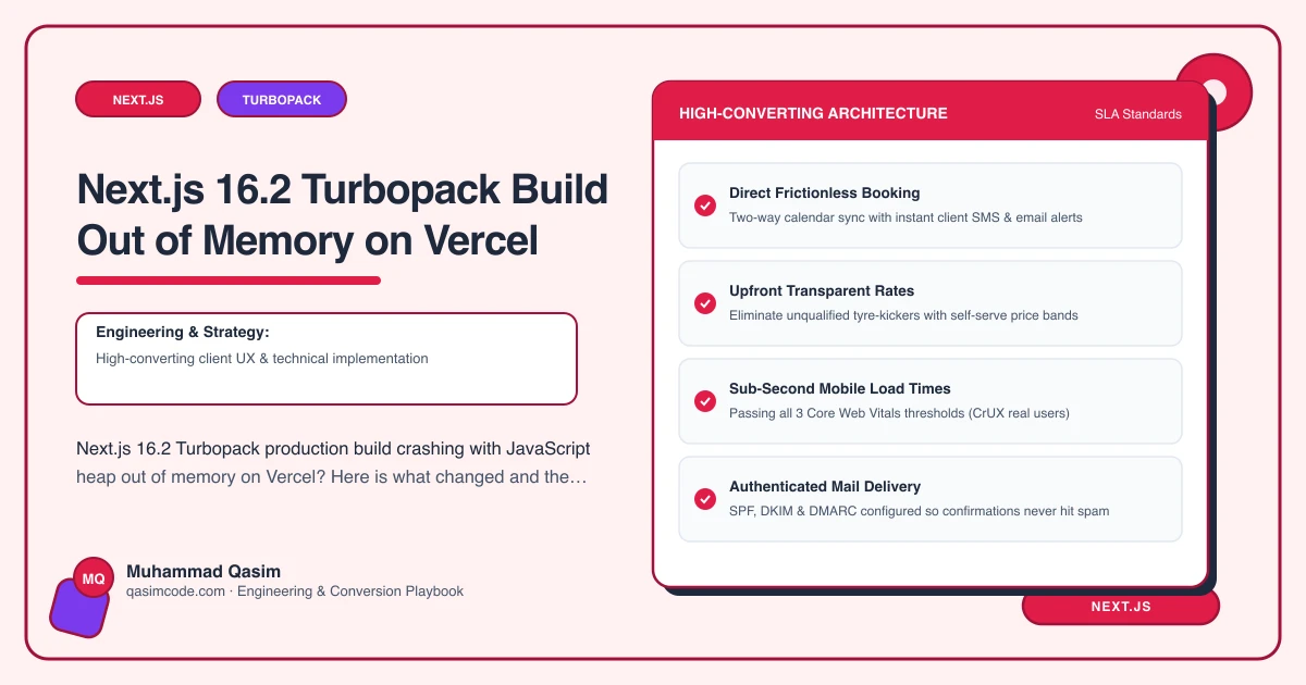 Next.js 16.2 Turbopack Build Out of Memory on Vercel
