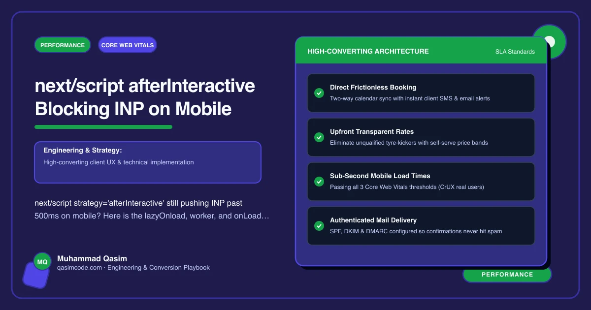 next/script afterInteractive Blocking INP on Mobile