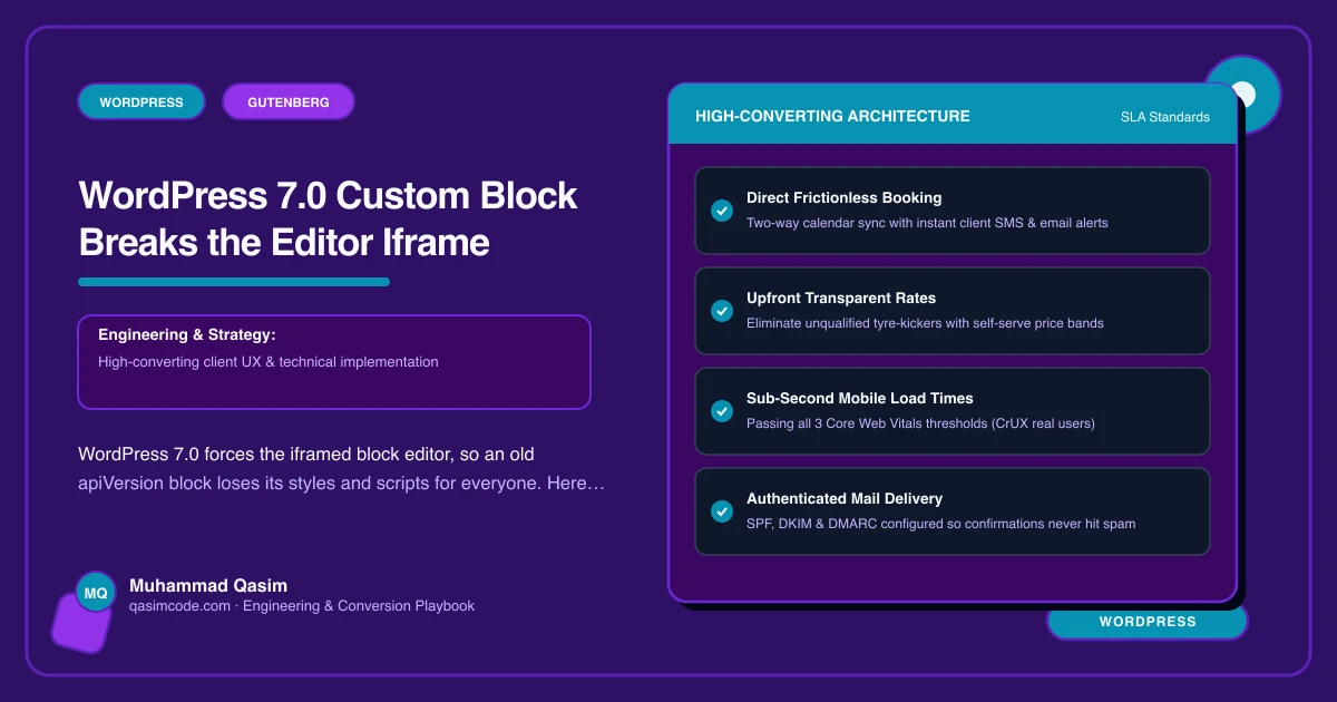 WordPress 7.0 Custom Block Breaks the Editor Iframe