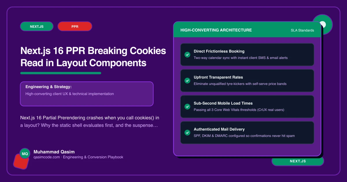Next.js 16 PPR Breaking Cookies Read in Layout Components
