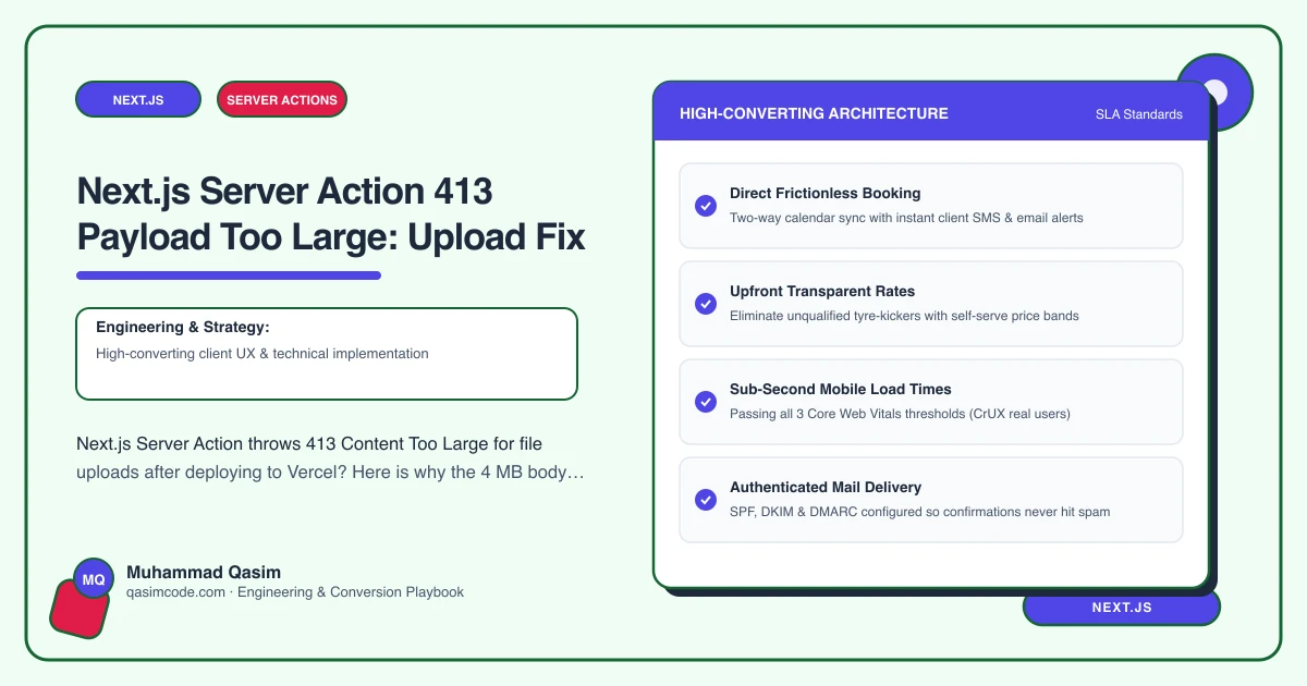 Next.js Server Action 413 Payload Too Large: Upload Fix