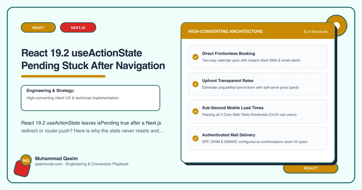 React 19.2 useActionState Pending Stuck After Navigation