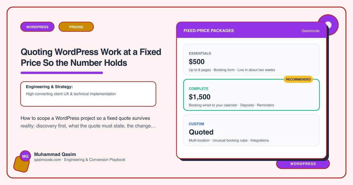 Quoting WordPress Work at a Fixed Price So the Number Holds
