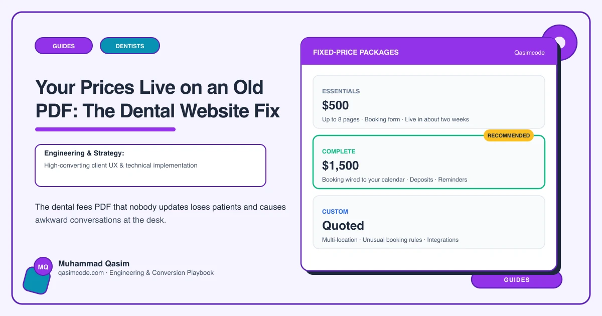 Your Prices Live on an Old PDF: The Dental Website Fix