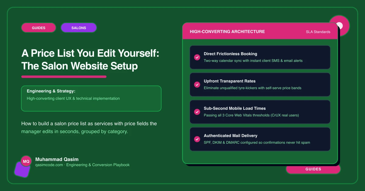 A Price List You Edit Yourself: The Salon Website Setup
