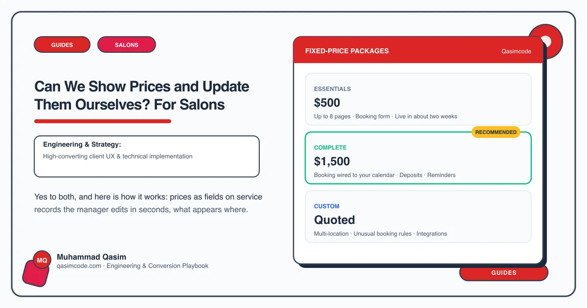 Can We Show Prices and Update Them Ourselves? For Salons