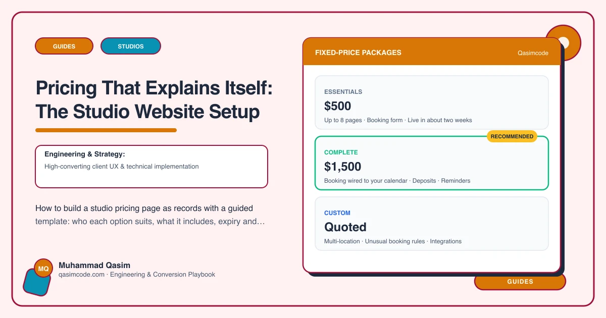 Pricing That Explains Itself: The Studio Website Setup