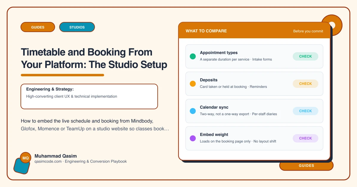 Timetable and Booking From Your Platform: The Studio Setup