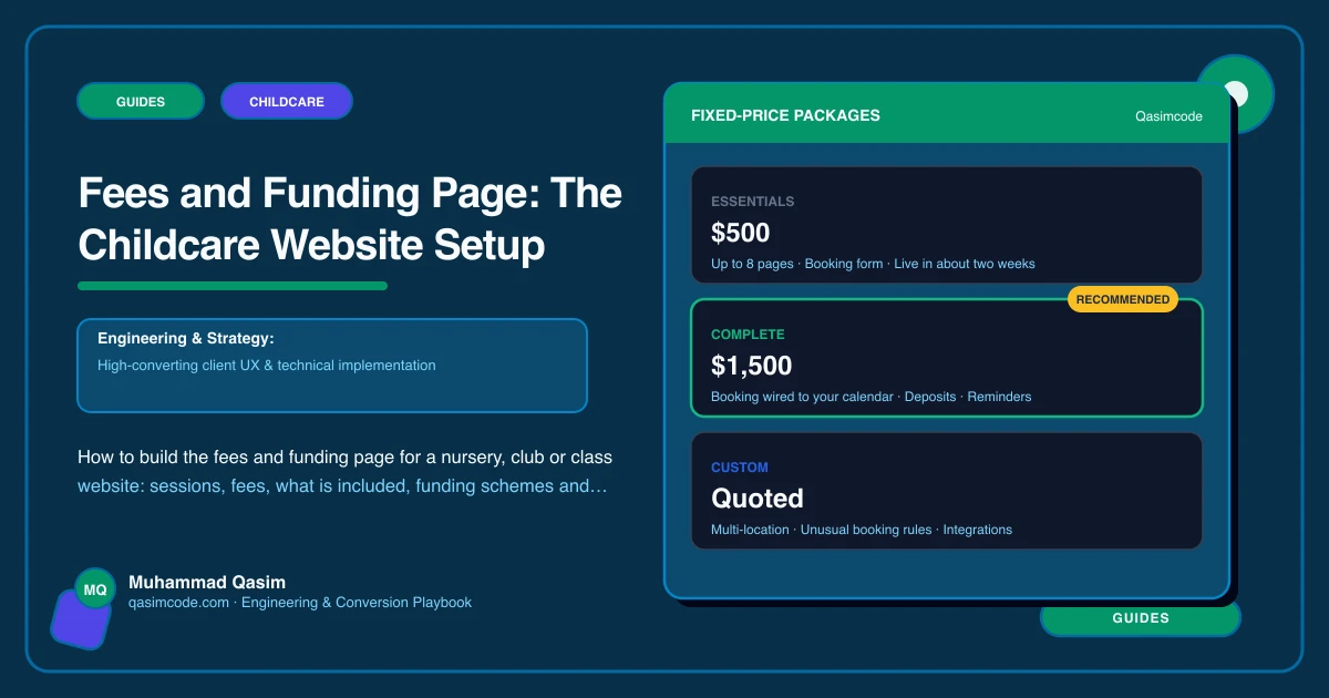 Fees and Funding Page: The Childcare Website Setup