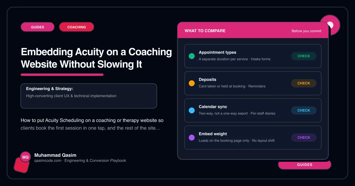 Embedding Acuity on a Coaching Website Without Slowing It