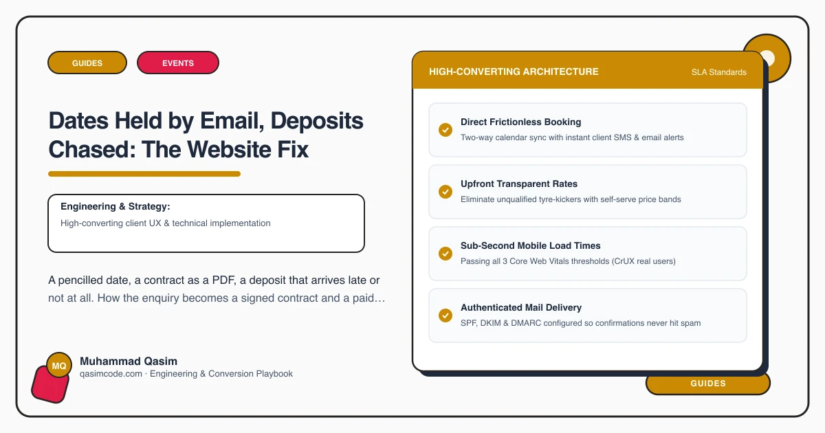 Dates Held by Email, Deposits Chased: The Website Fix