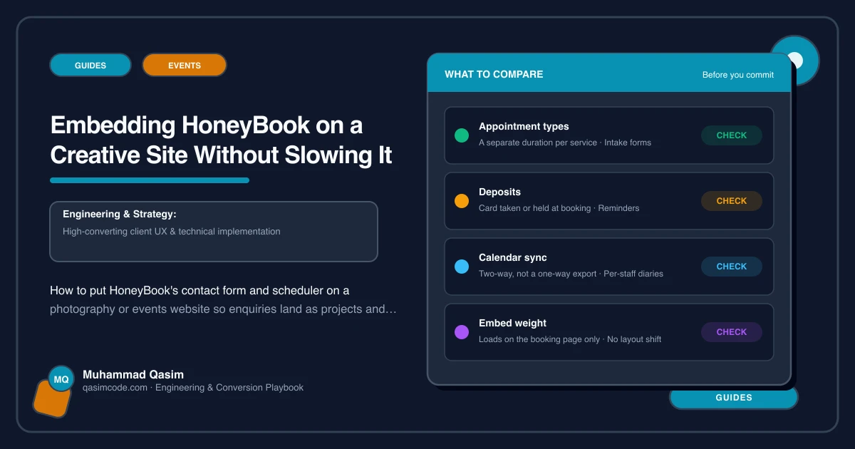 Embedding HoneyBook on a Creative Site Without Slowing It