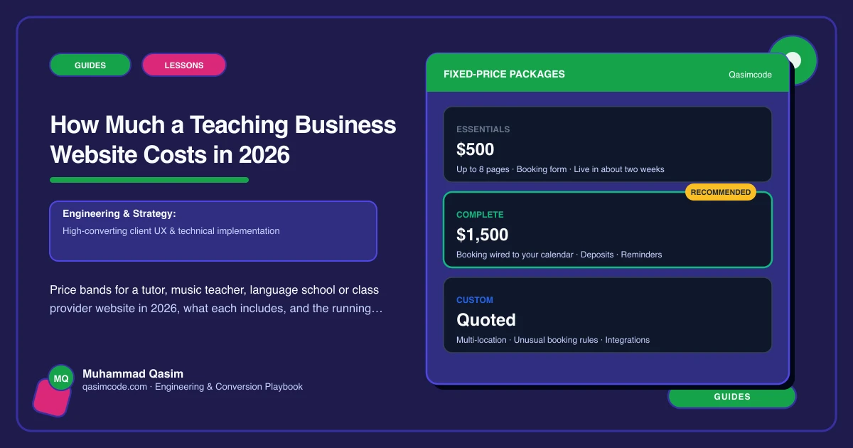How Much a Teaching Business Website Costs in 2026
