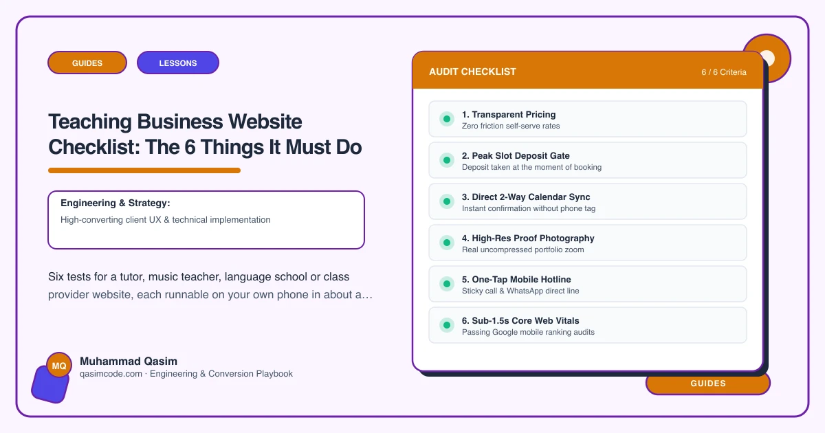 Teaching Business Website Checklist: The 6 Things It Must Do