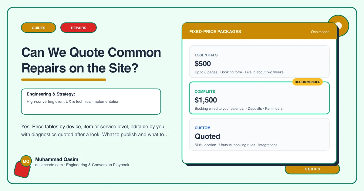 Can We Quote Common Repairs on the Site?
