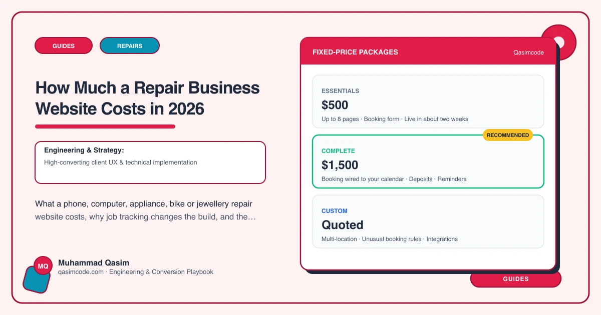 How Much a Repair Business Website Costs in 2026
