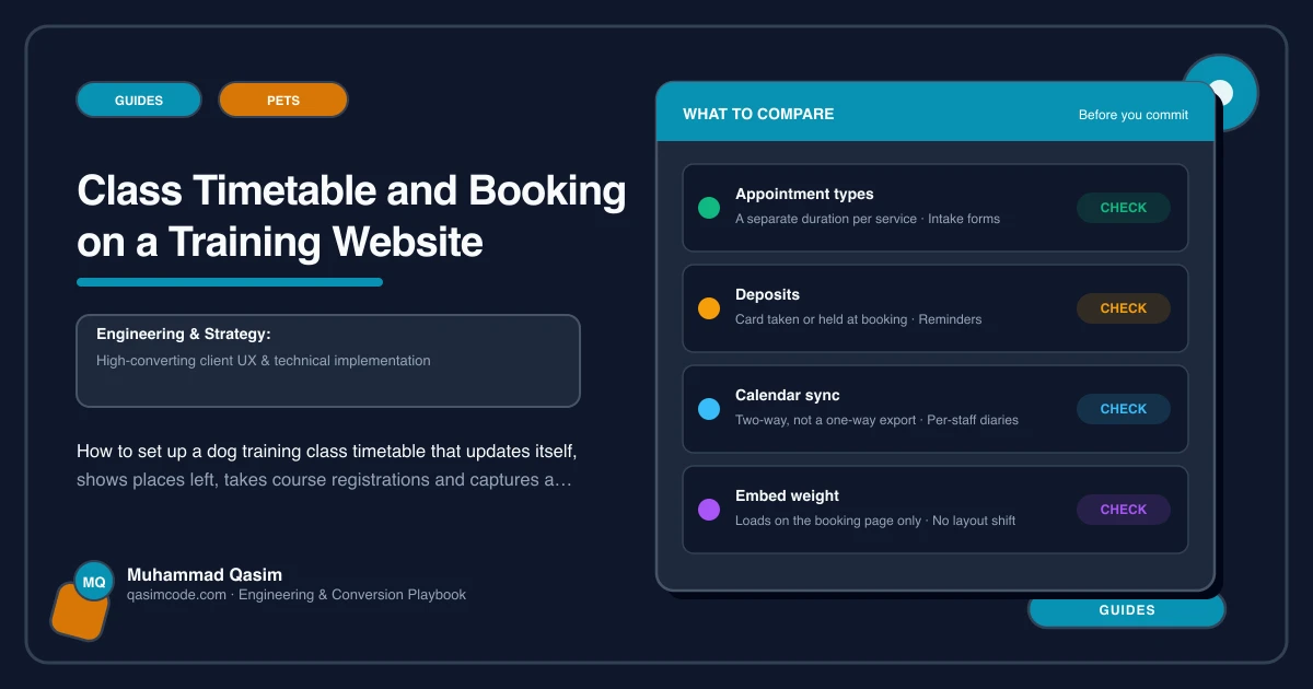 Class Timetable and Booking on a Training Website