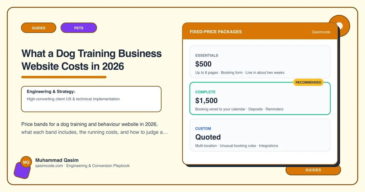 What a Dog Training Business Website Costs in 2026