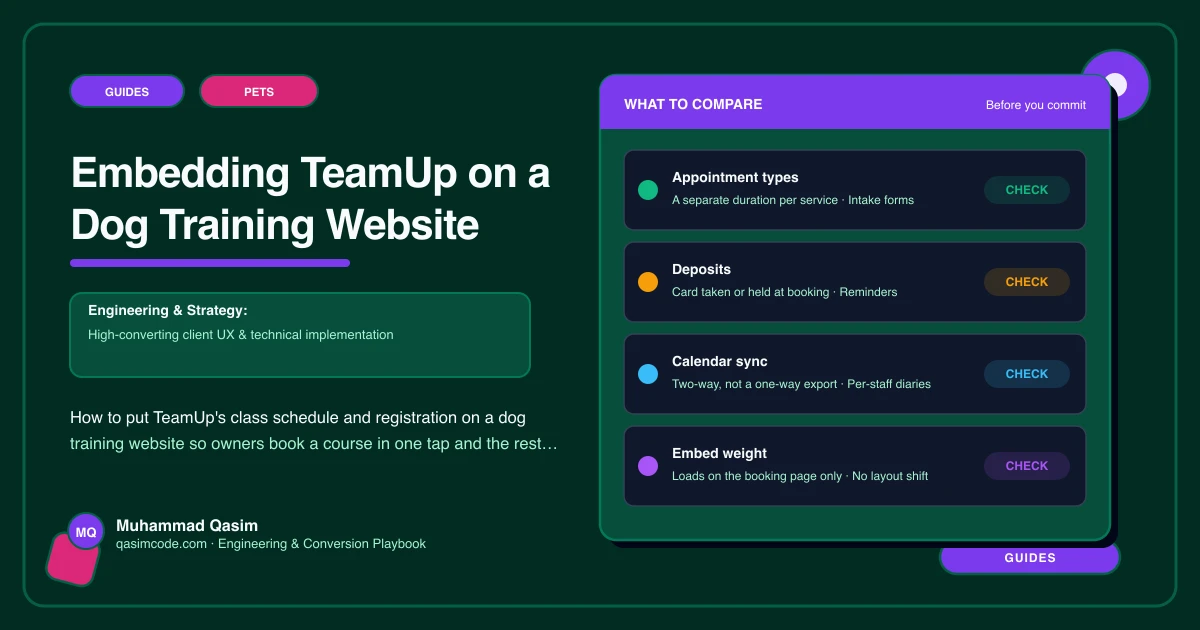 Embedding TeamUp on a Dog Training Website