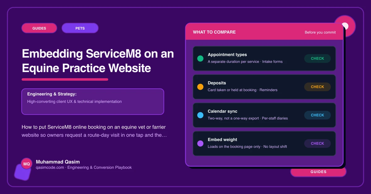 Embedding ServiceM8 on an Equine Practice Website