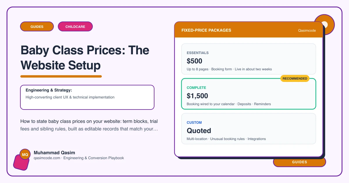 Baby Class Prices: The Website Setup