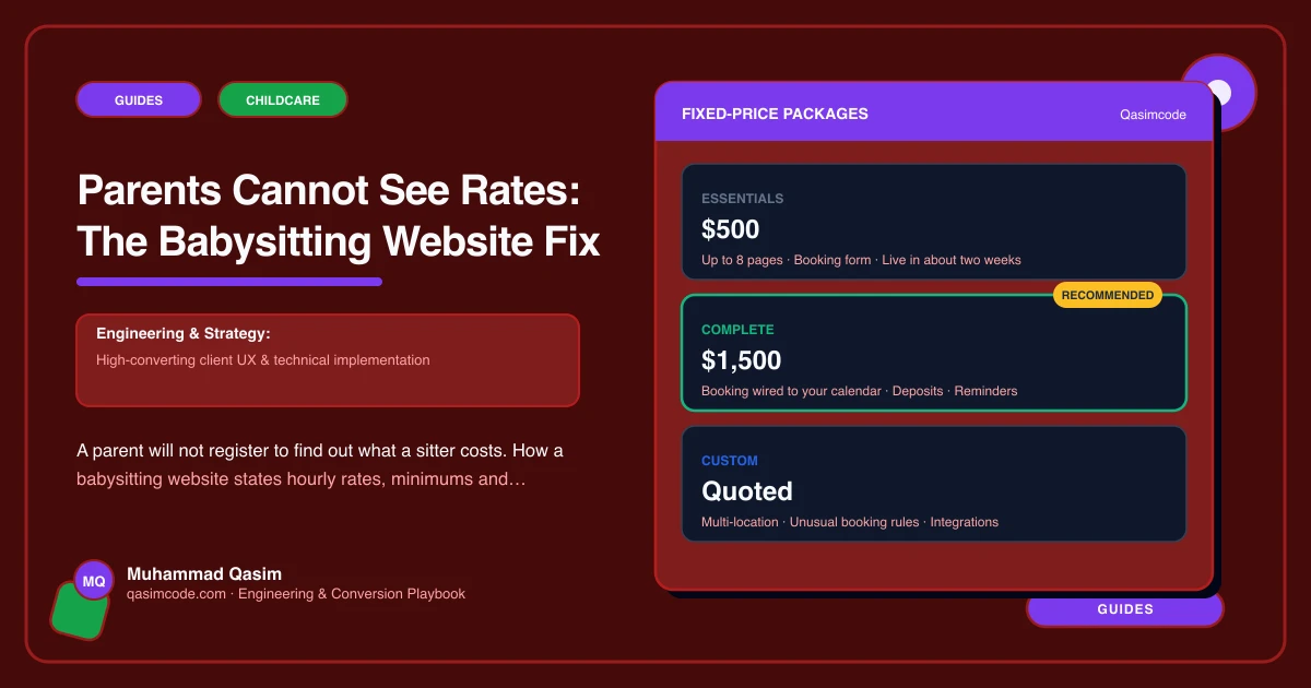 Parents Cannot See Rates: The Babysitting Website Fix