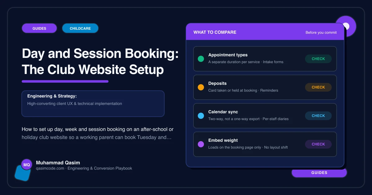 Day and Session Booking: The Club Website Setup