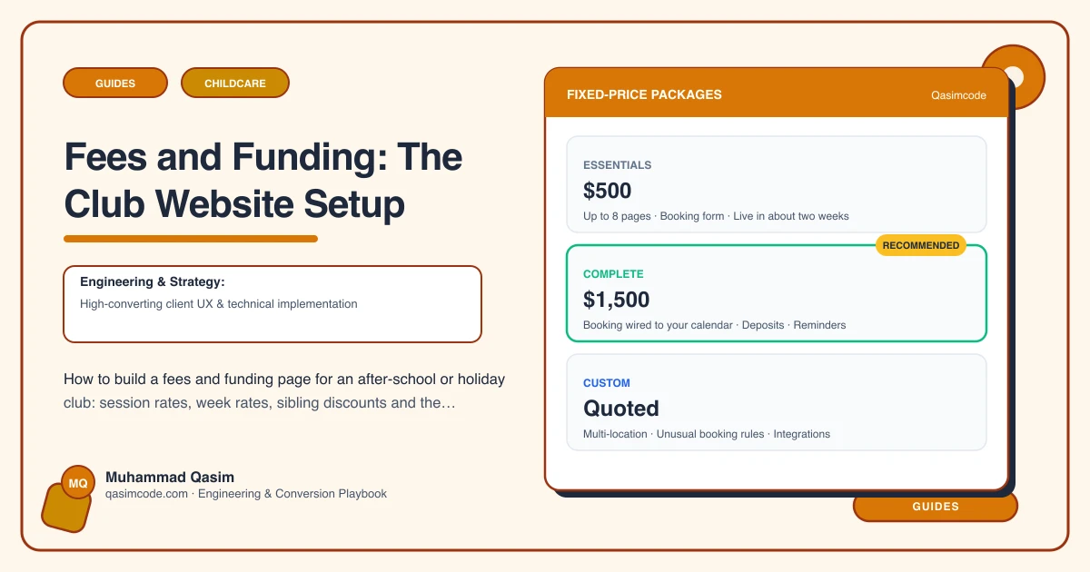 Fees and Funding: The Club Website Setup