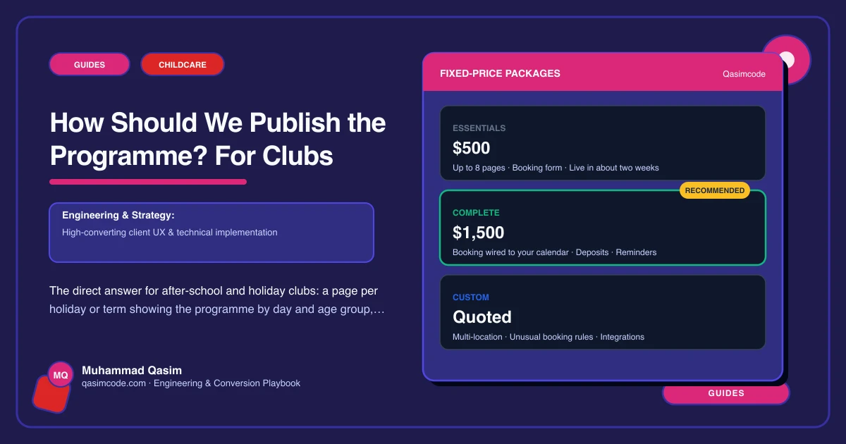 How Should We Publish the Programme? For Clubs