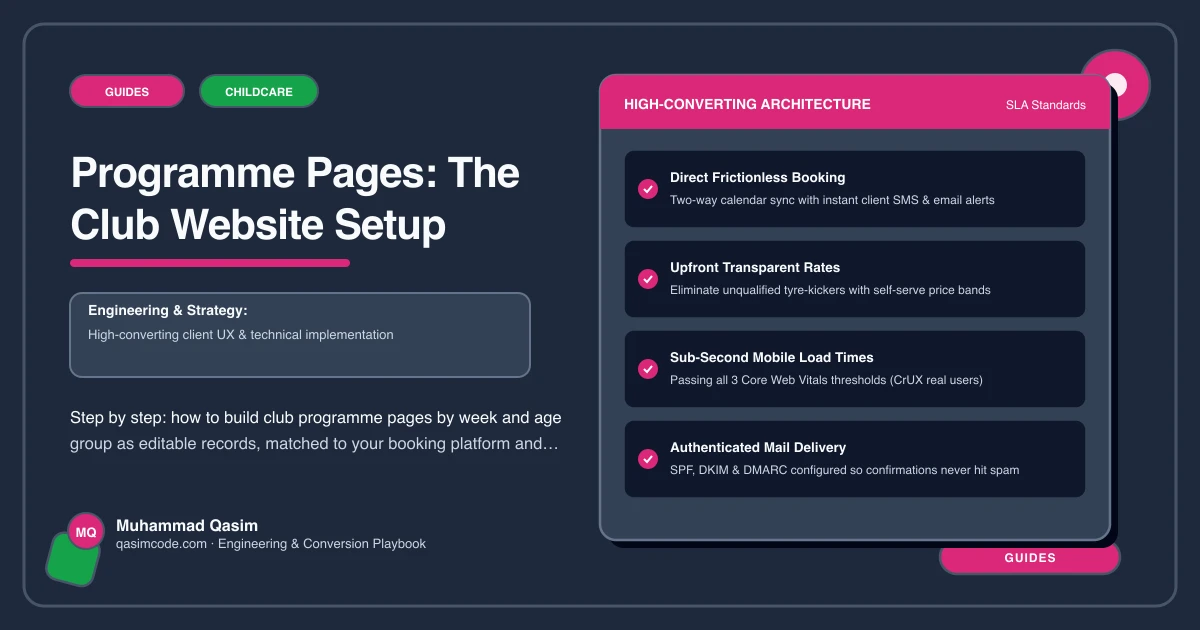 Programme Pages: The Club Website Setup