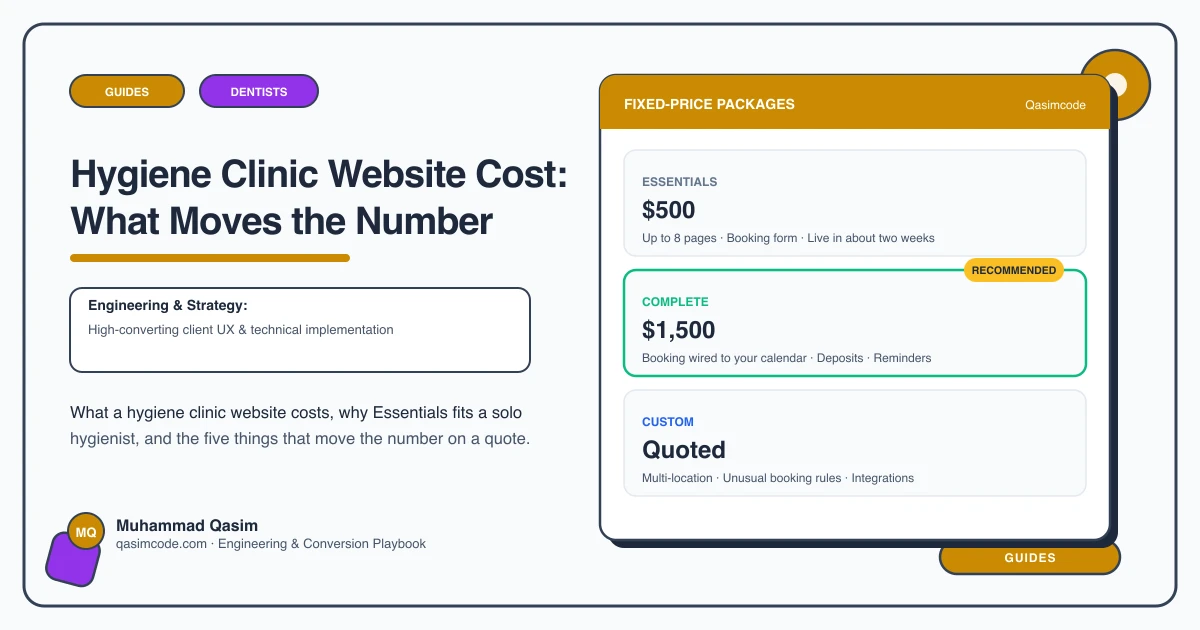 Hygiene Clinic Website Cost: What Moves the Number