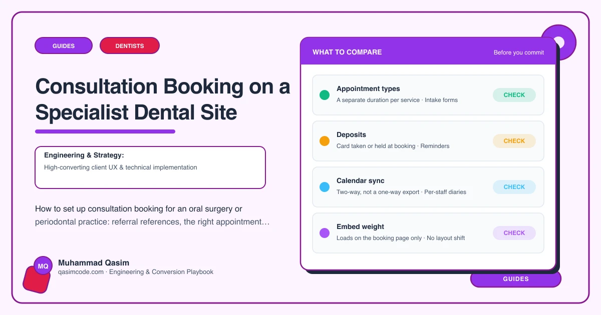 Consultation Booking on a Specialist Dental Site
