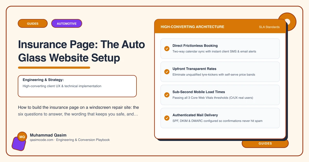 Insurance Page: The Auto Glass Website Setup