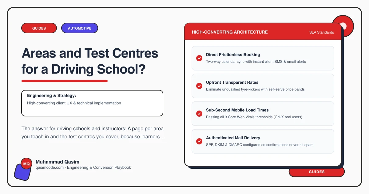 Areas and Test Centres for a Driving School?
