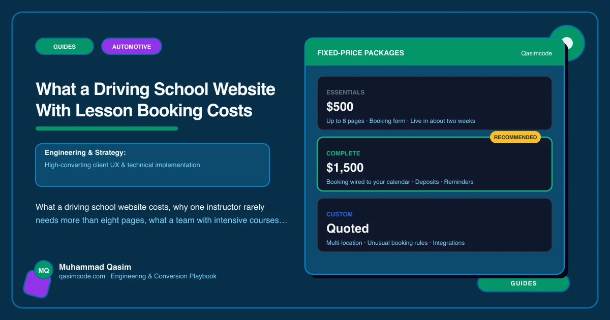What a Driving School Website With Lesson Booking Costs