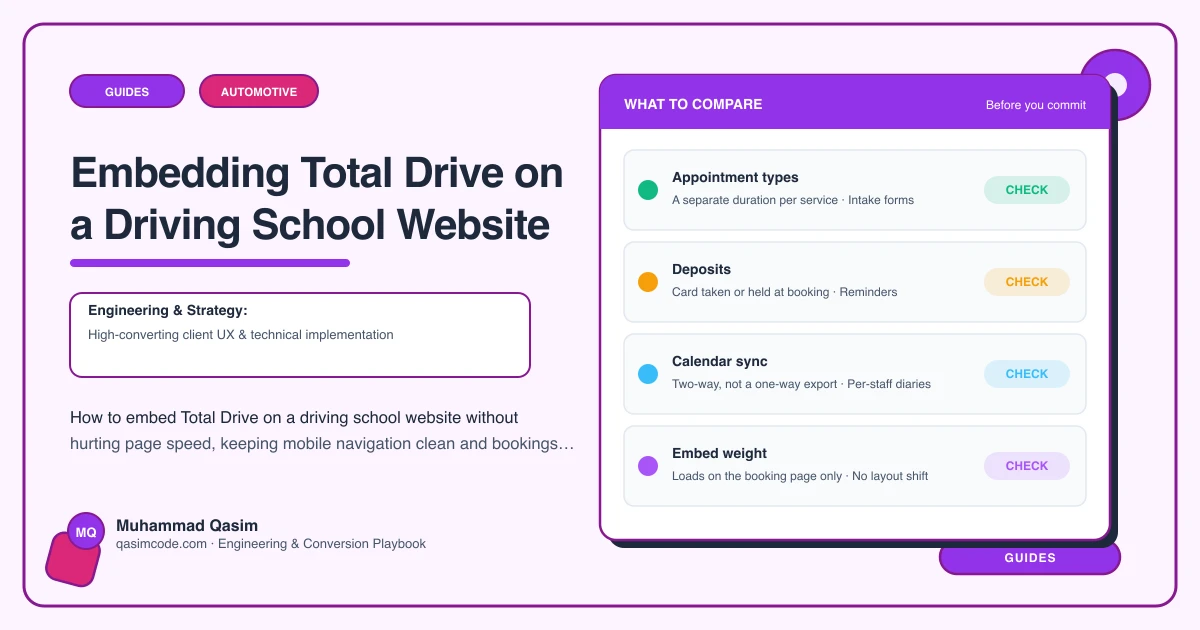 Embedding Total Drive on a Driving School Website