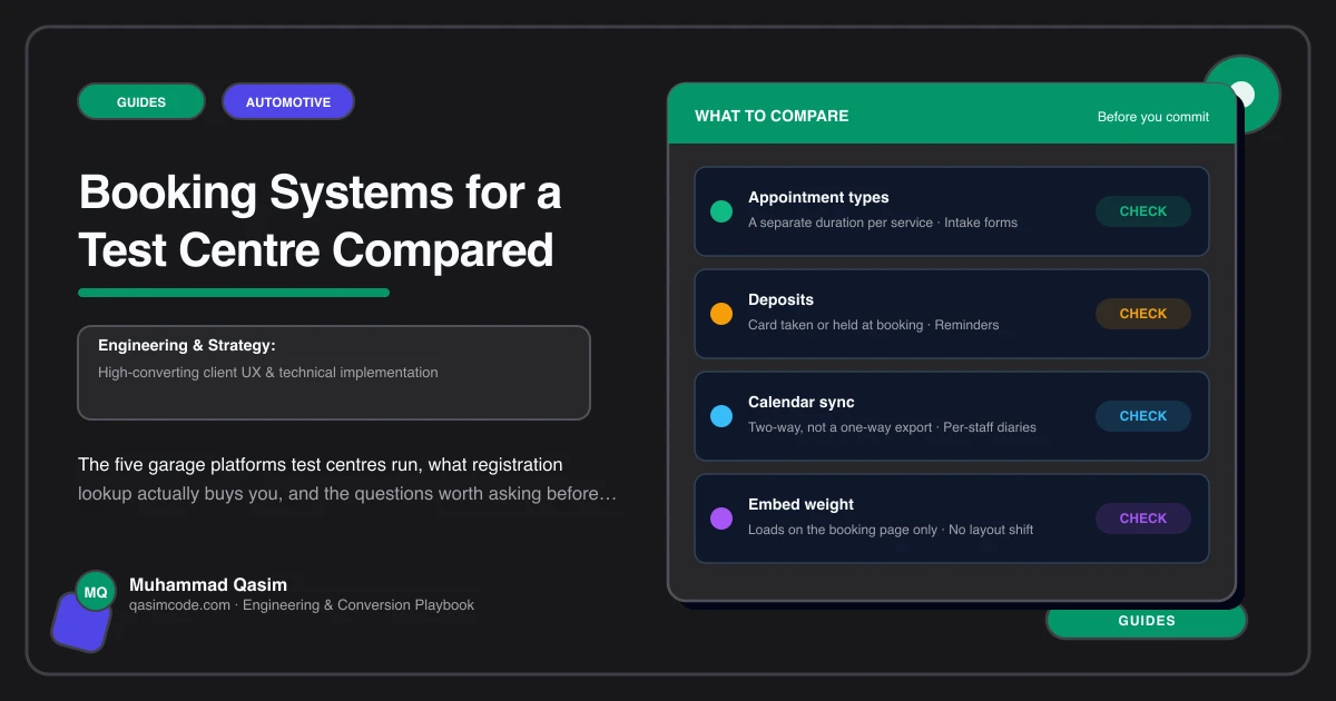 Booking Systems for a Test Centre Compared