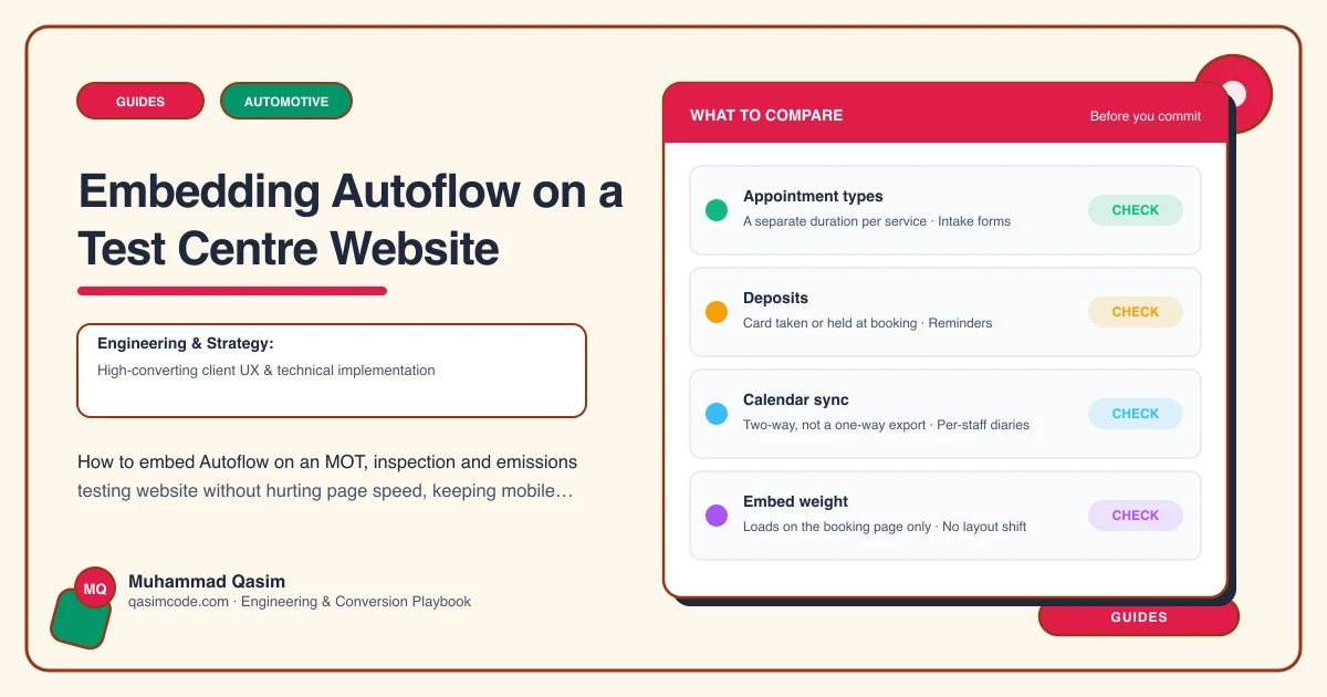 Embedding Autoflow on a Test Centre Website
