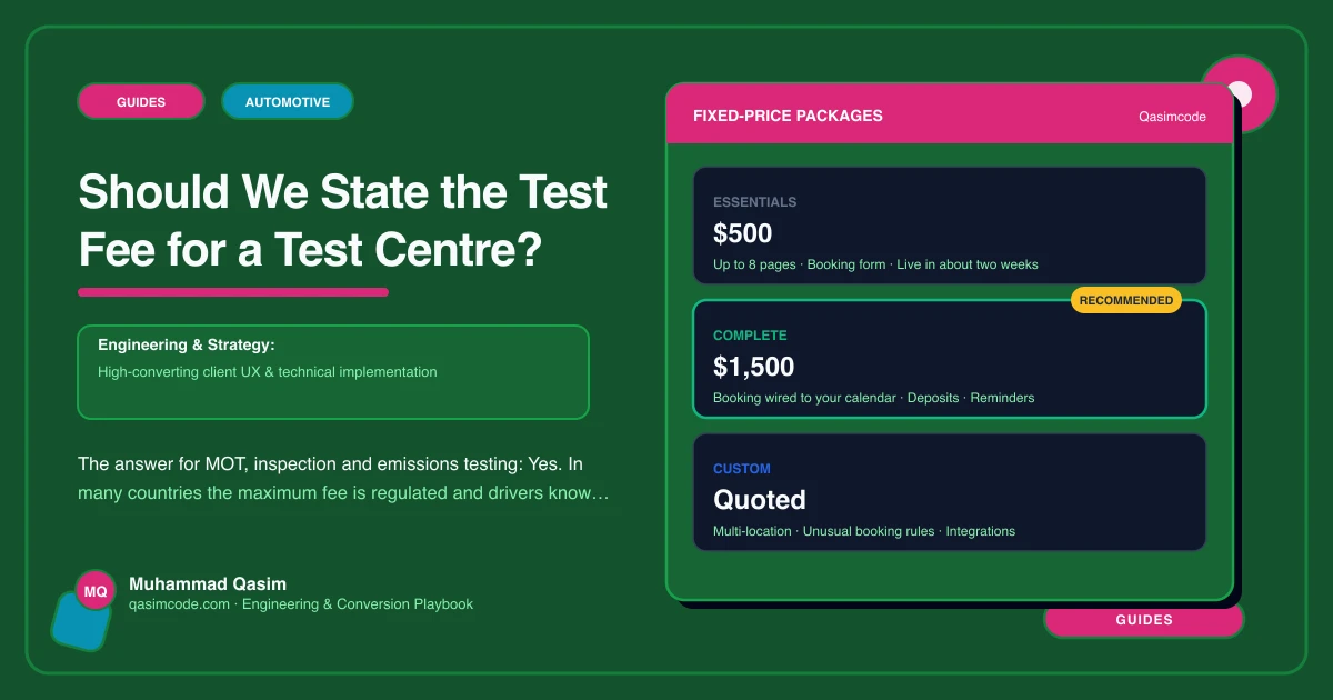Should We State the Test Fee for a Test Centre?
