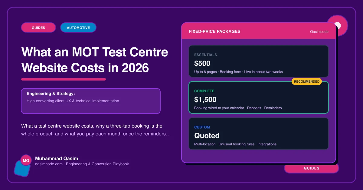 What an MOT Test Centre Website Costs in 2026