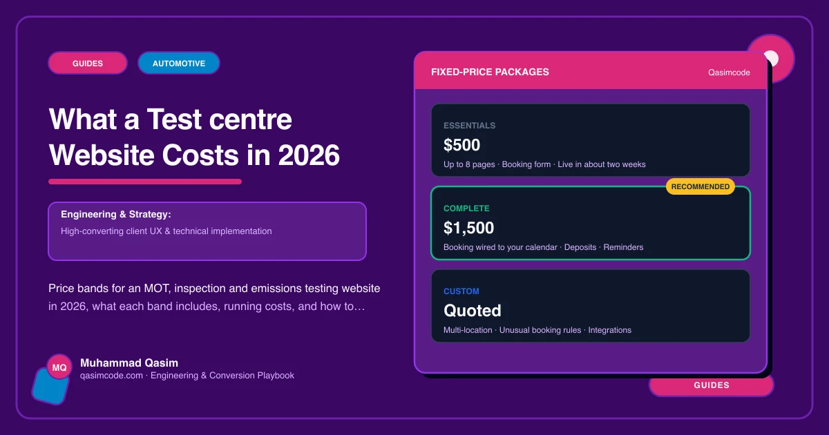 What a Test centre Website Costs in 2026