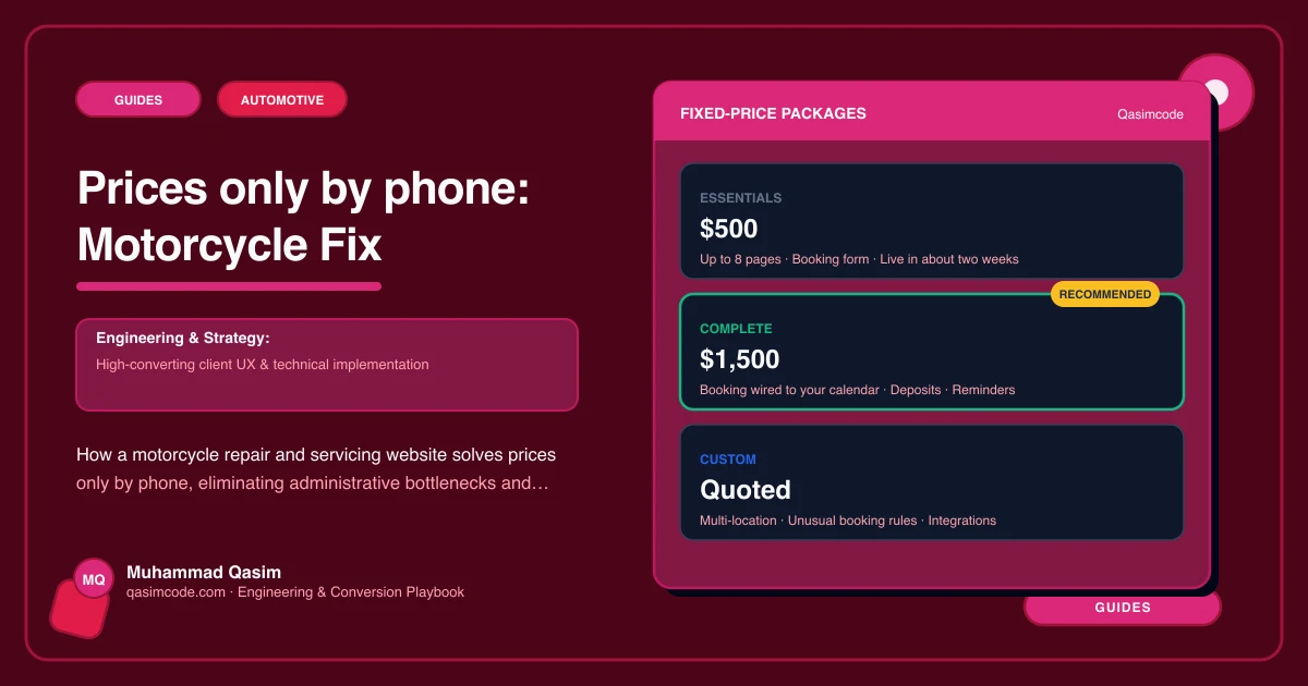 Prices only by phone: Motorcycle Fix
