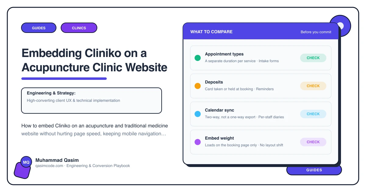 Embedding Cliniko on a Acupuncture Clinic Website