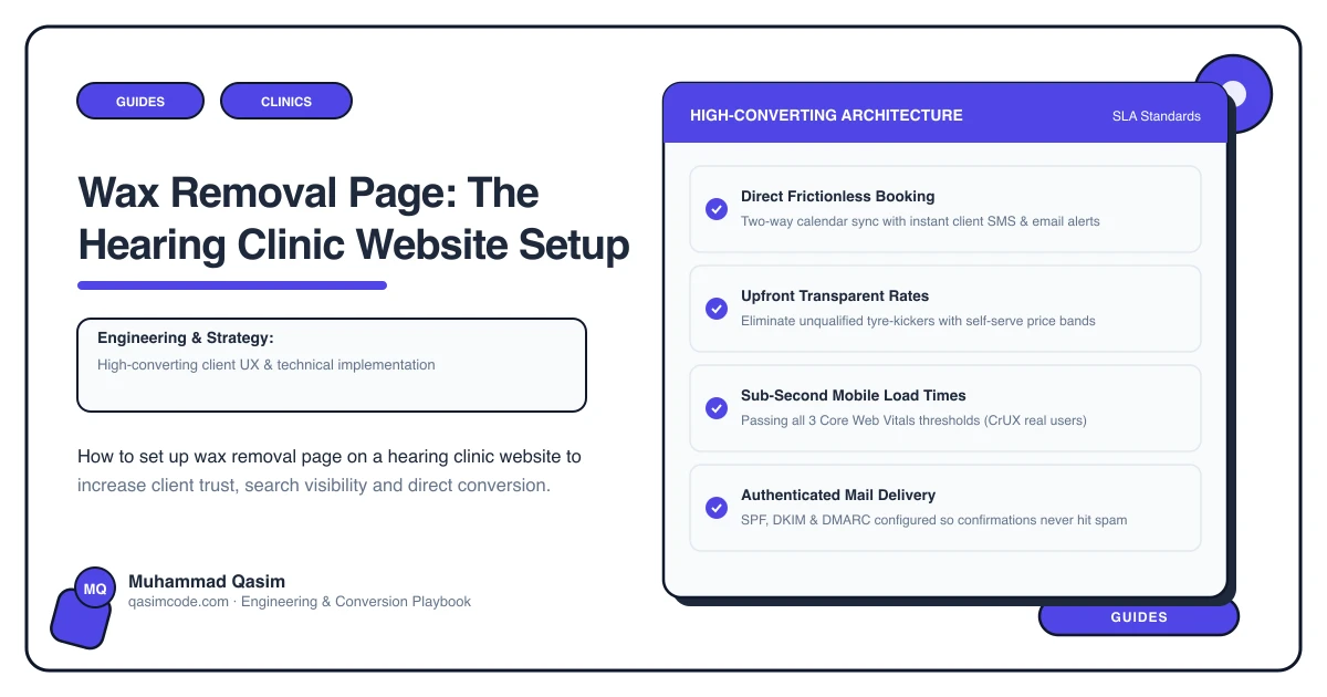 Wax Removal Page: The Hearing Clinic Website Setup