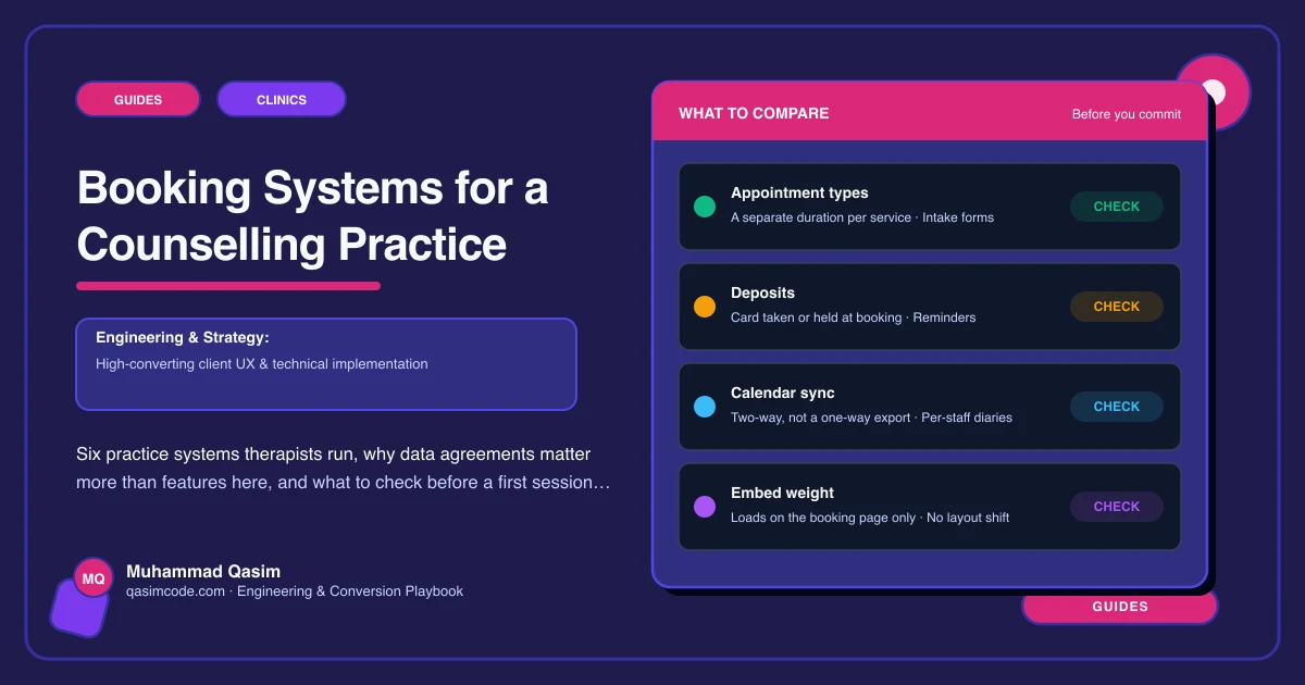Booking Systems for a Counselling Practice