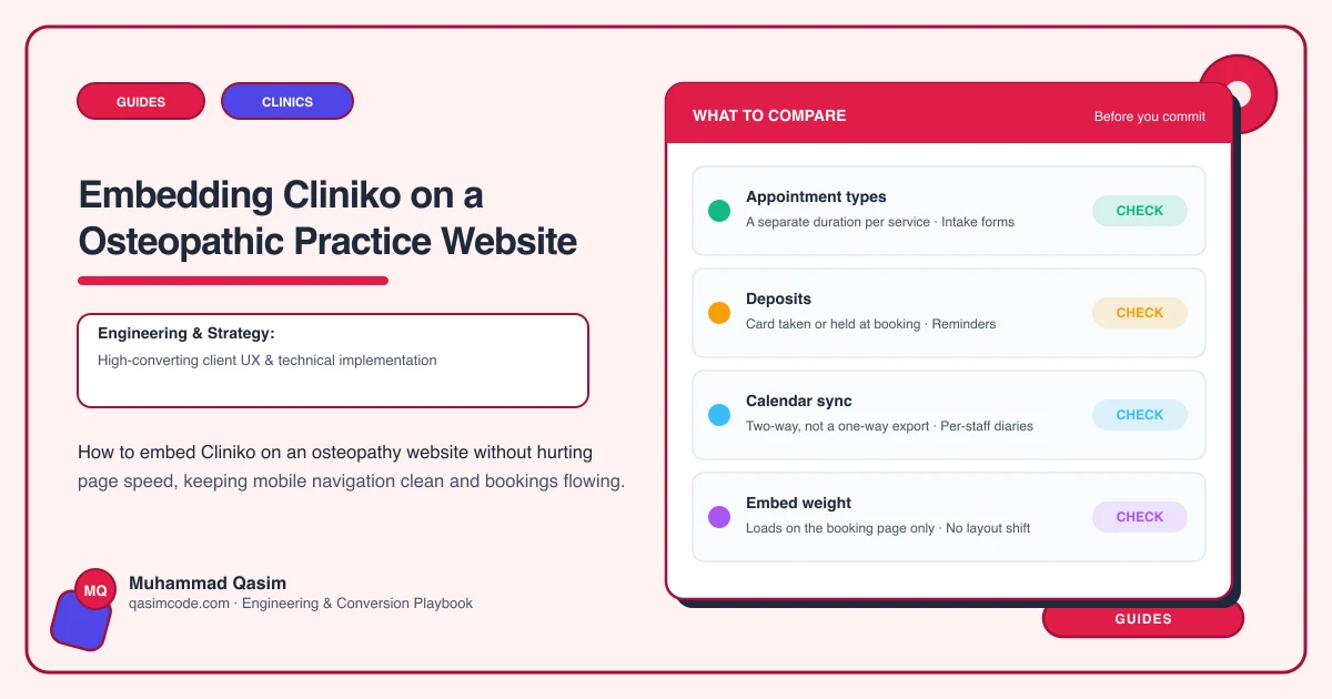 Embedding Cliniko on a Osteopathic Practice Website