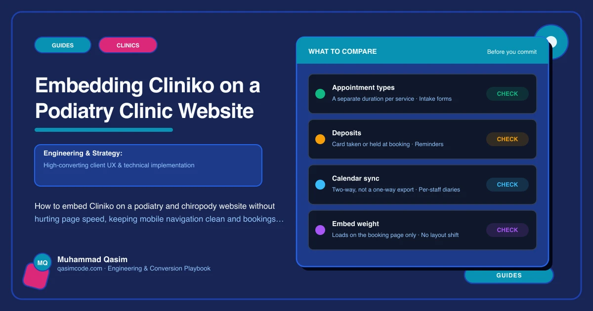 Embedding Cliniko on a Podiatry Clinic Website
