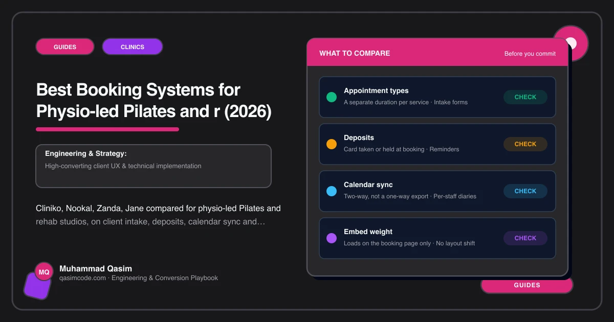 Best Booking Systems for Physio-led Pilates and r (2026)