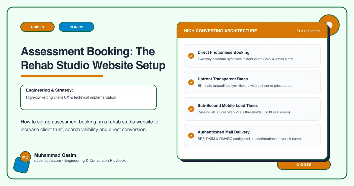 Assessment Booking: The Rehab Studio Website Setup